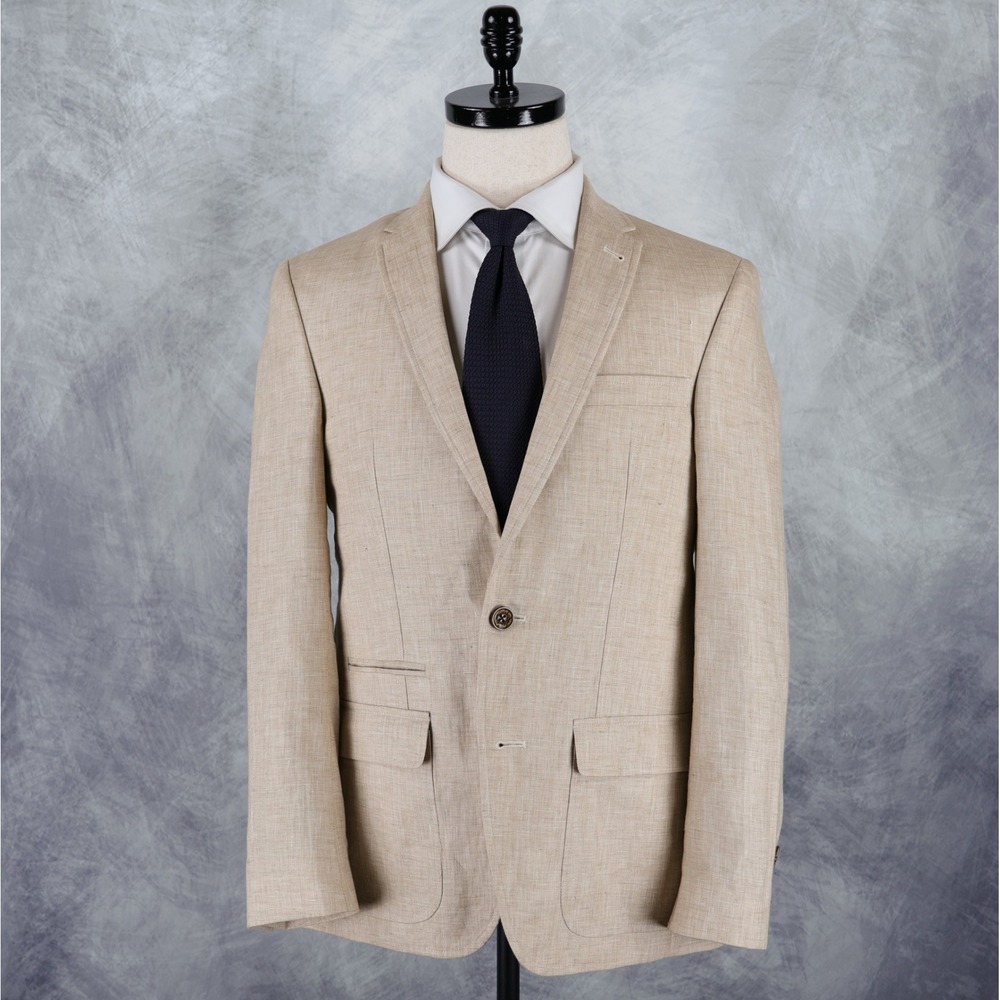 Baird McNutt Linen Suit Murano Size Small (36R) Beige Slim Fit 2 Piece Summer